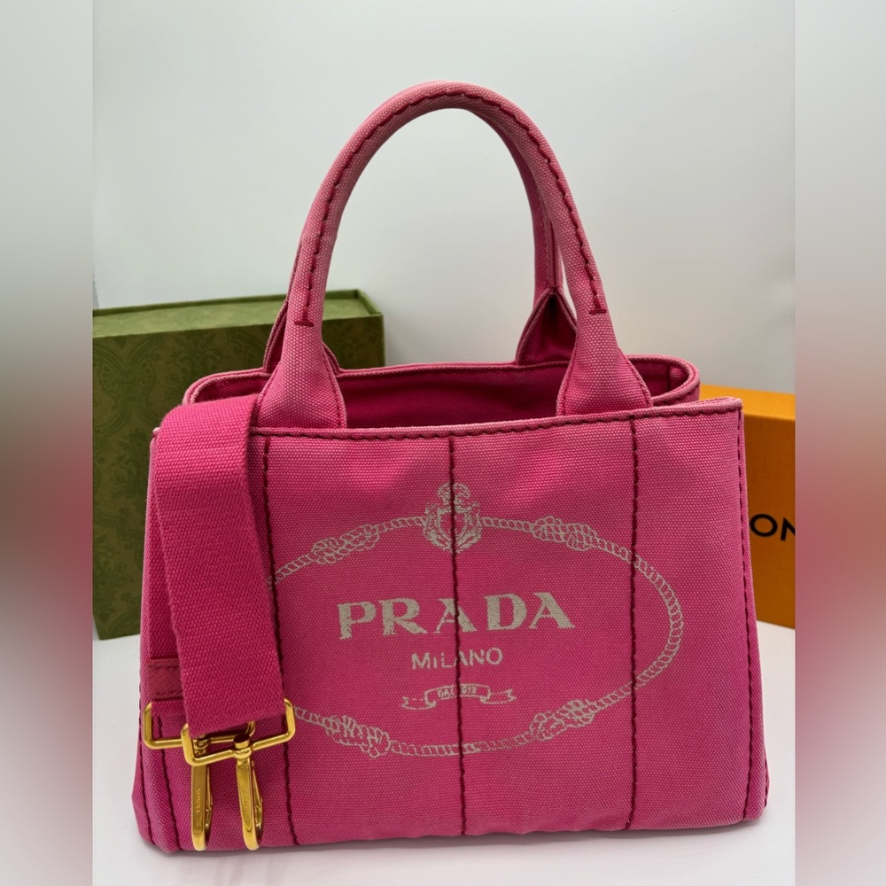 Prada Canapa Two Way Small Canvas Tote